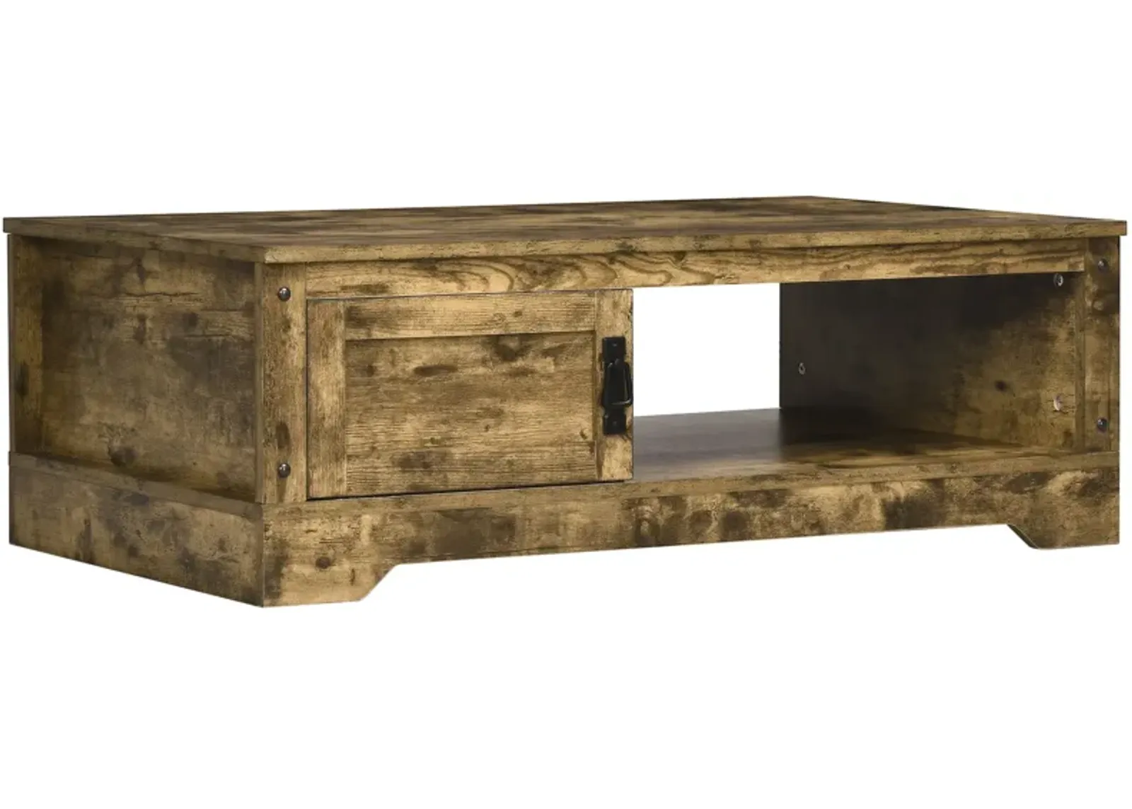 Rustic Brown Living Room Table: Vintage Coffee Table with Storage