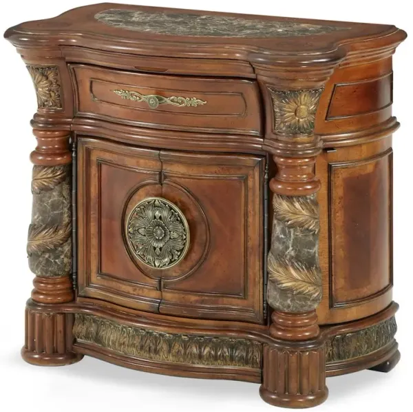 Michael Amini Villa Valencia Bedside Chest - Classic Chestnut