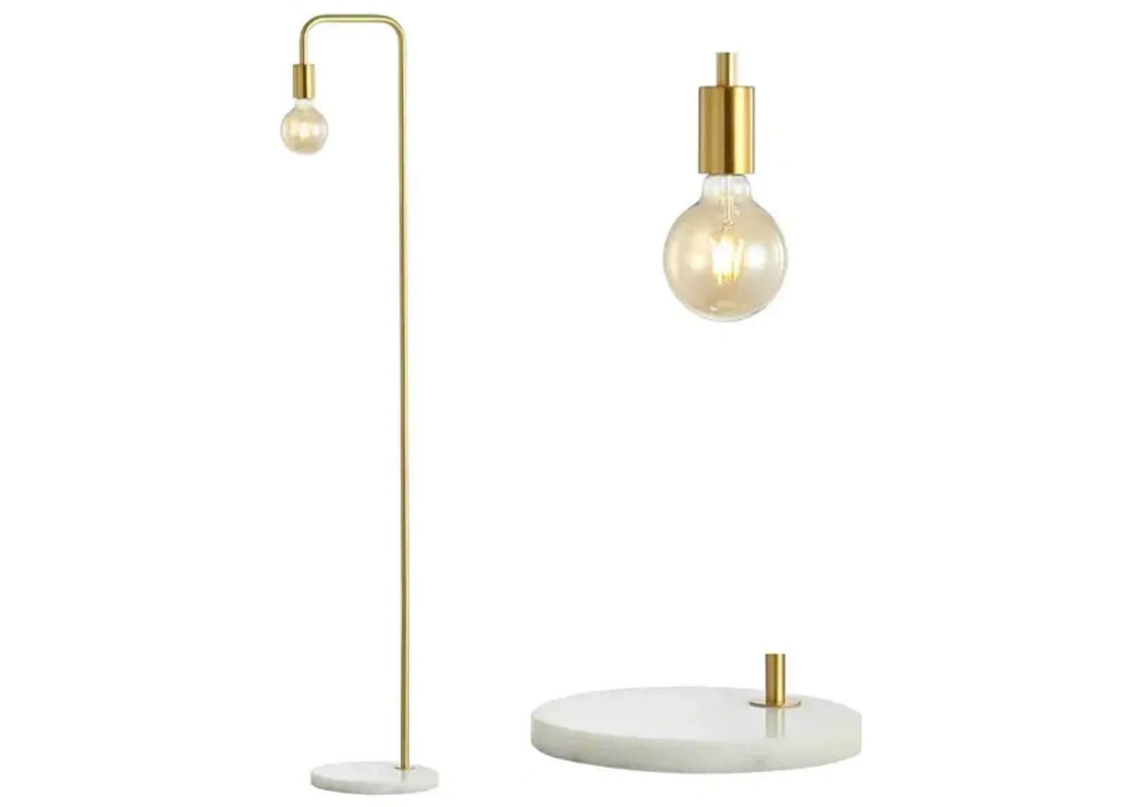 Vega Minimalist Edison Metal/Marble Floor Lamp