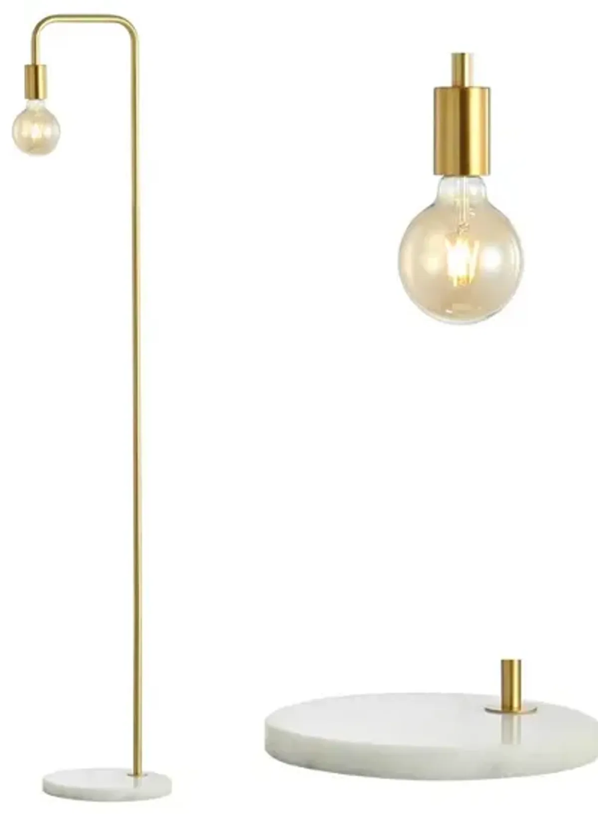 Vega Minimalist Edison Metal/Marble Floor Lamp