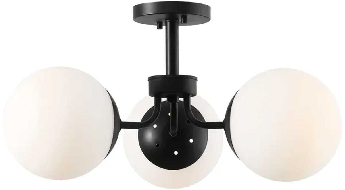 Olivier 3-Light Bohemian Farmhouse Iron/Frosted Glass LED Semi Flush Mount