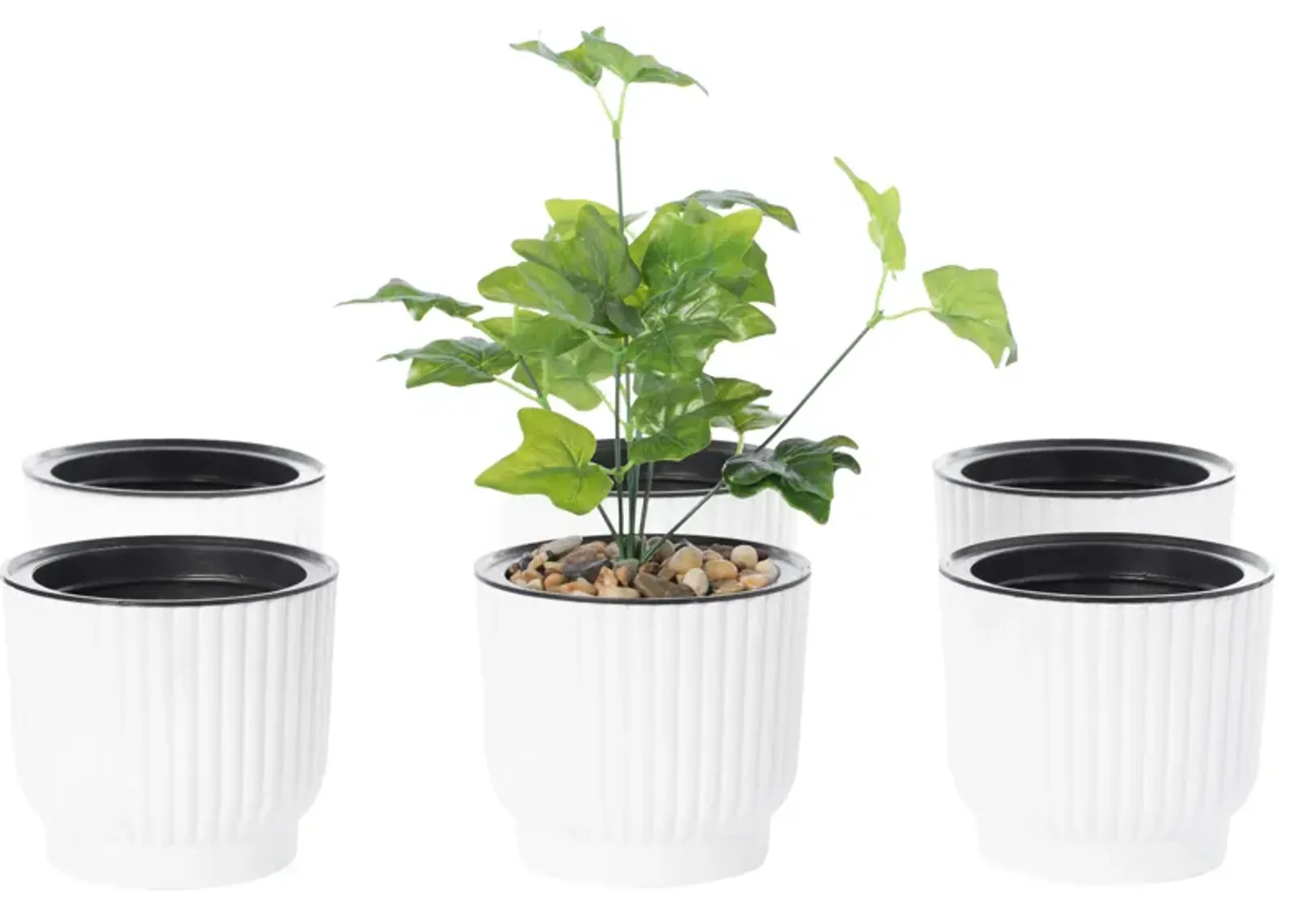 White Flower Pot Self Watering Planter, 6 Pack