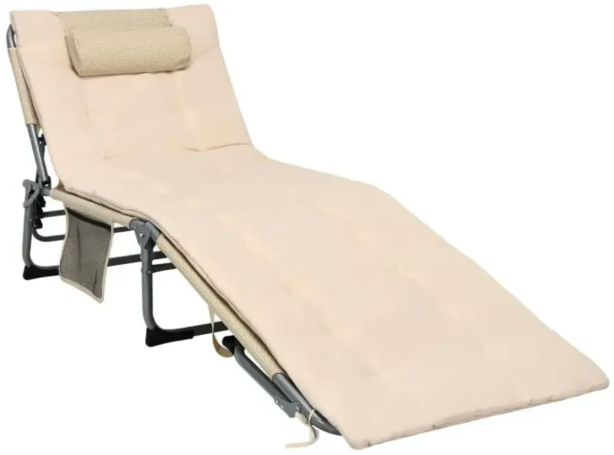 Hivvago 4-Fold Oversize Padded Folding Lounge Chair with Removable Soft Mattress