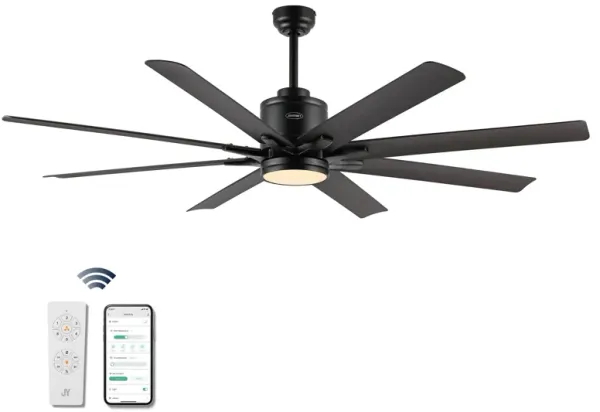Octo Contemporary Industrial Iron/Plastic Ceiling Fan with Integrated LED Light