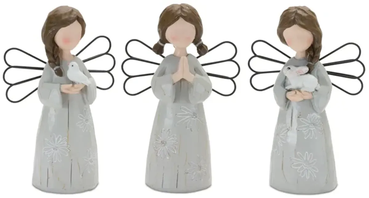 Angel Figurine Decorative Statue for Home or Garden Decor (Set of 3)