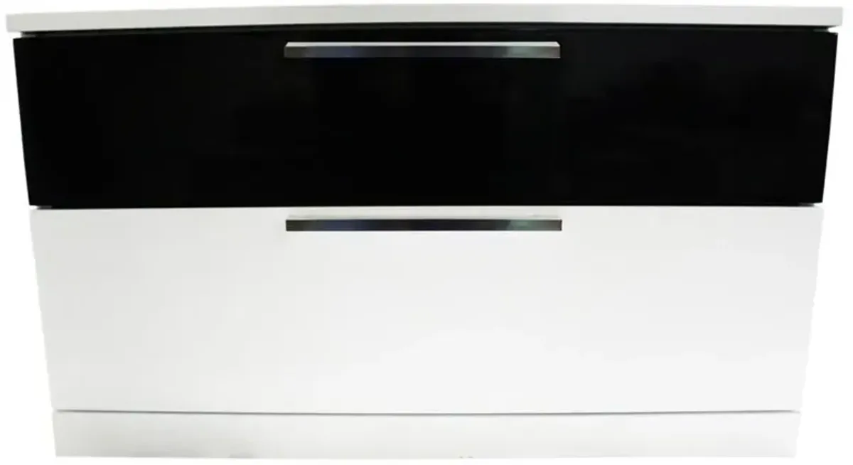 Best Master Furniture Best Master Bahamas 2-Drawer Poplar Wood Bedroom Nightstand in Black/White