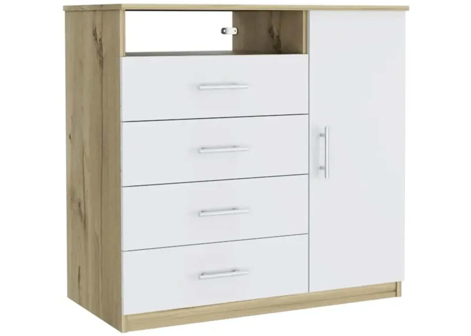 Rioja 4 Drawer Dresser - Light Oak/White