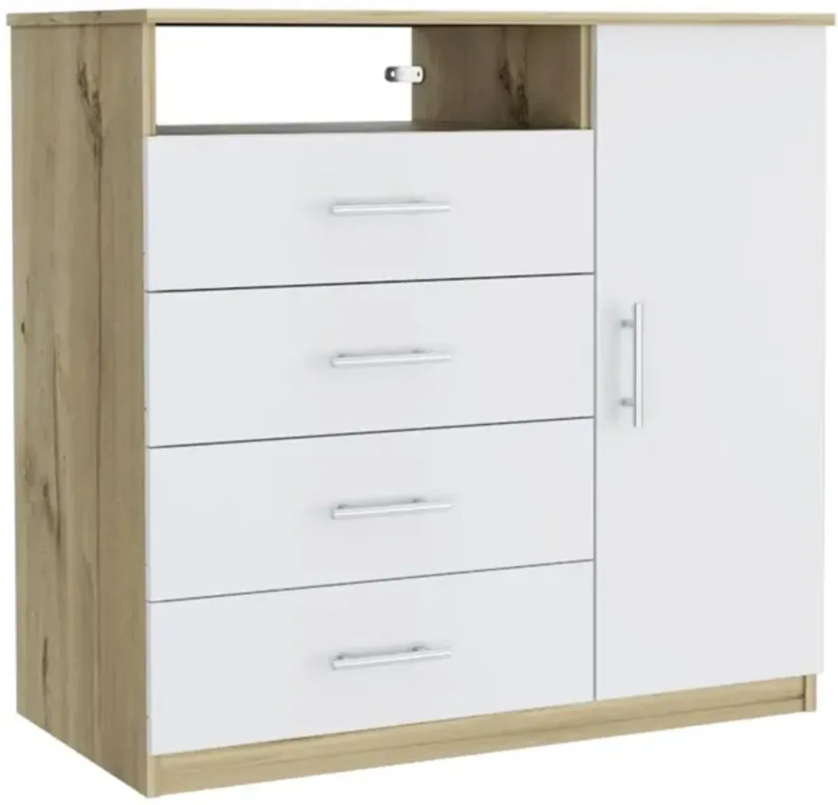 Rioja 4 Drawer Dresser - Light Oak/White