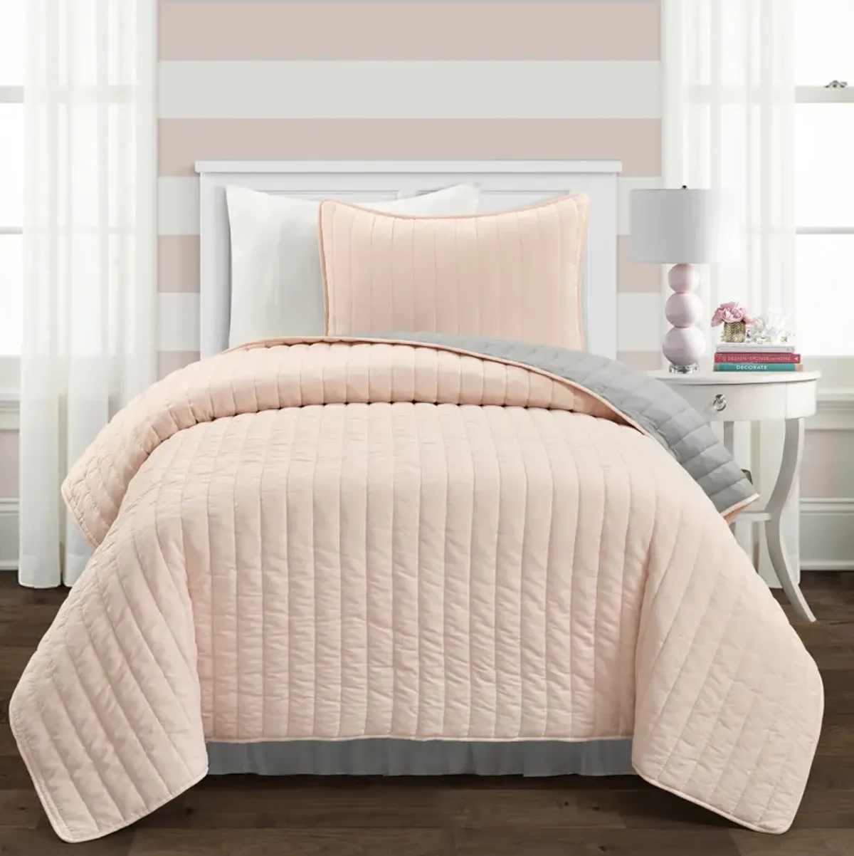 Soft Stripe All Season Quilt/Coverlet 3Pc Set