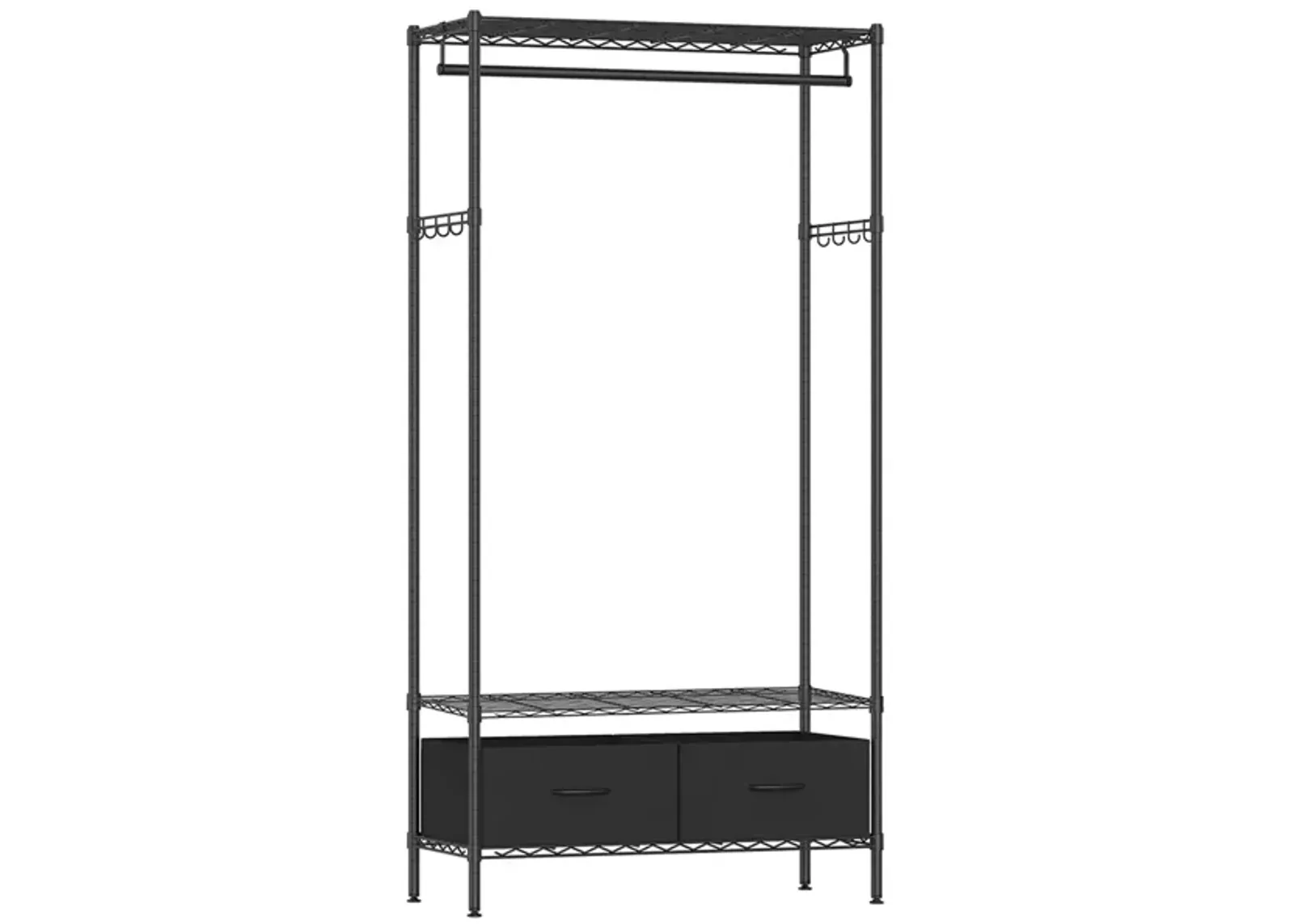 Clothes Rack with Mesh Shelf and Drawers