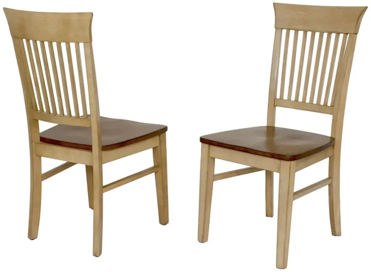 Brook Distressed Two Tone Light Creamy Wheat with Warm Pecan Brown Side Chair (Set of 2)