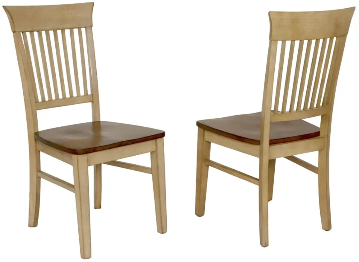 Brook Distressed Two Tone Light Creamy Wheat with Warm Pecan Brown Side Chair (Set of 2)