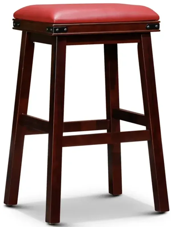 30" Barstool, Espresso Finish, Burgundy Leather Seat