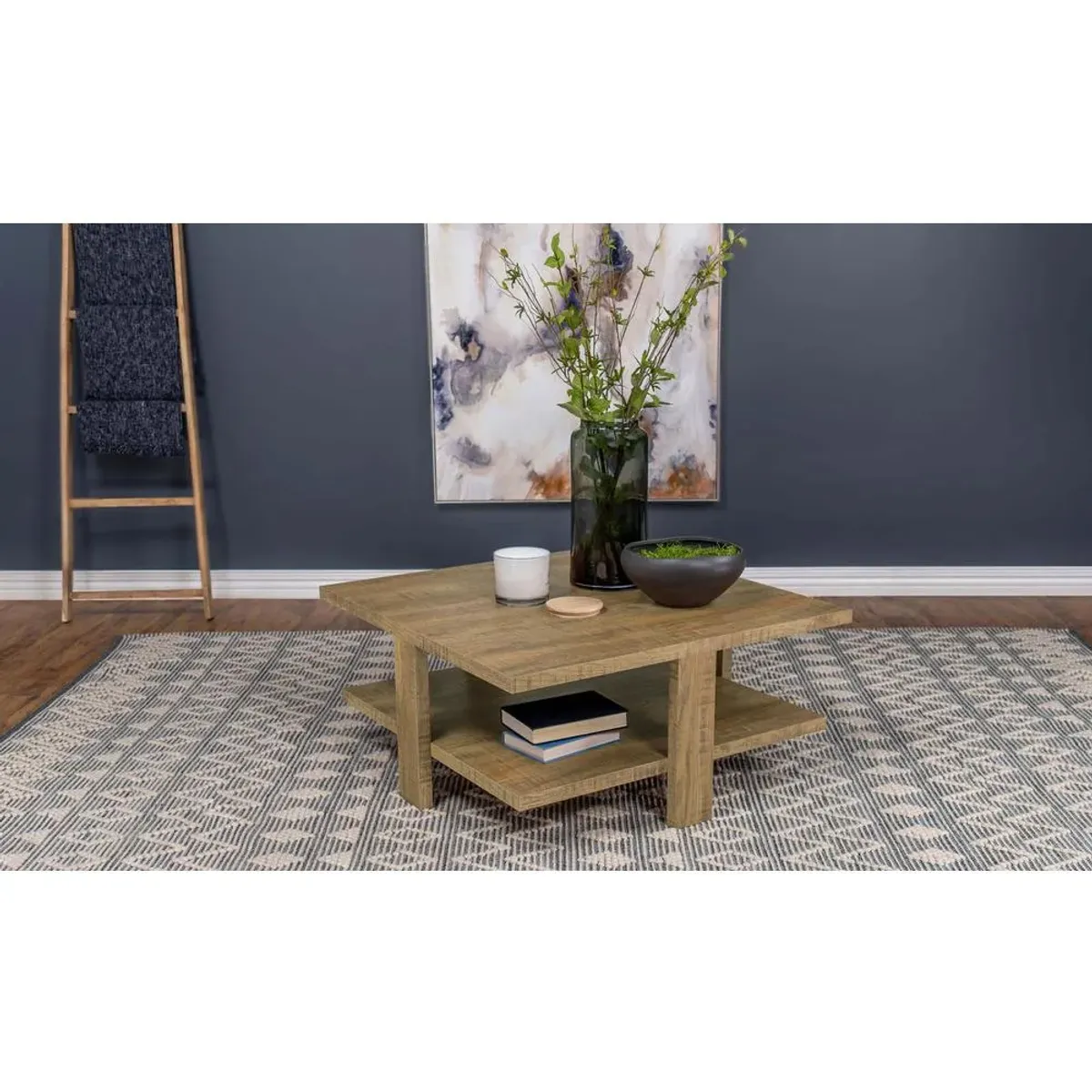 Coaster Dawn Square Engineered Wood Coffee Table With Shelf Mango