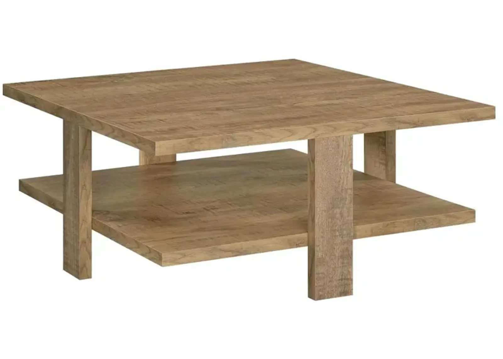 Coaster Dawn Square Engineered Wood Coffee Table With Shelf Mango