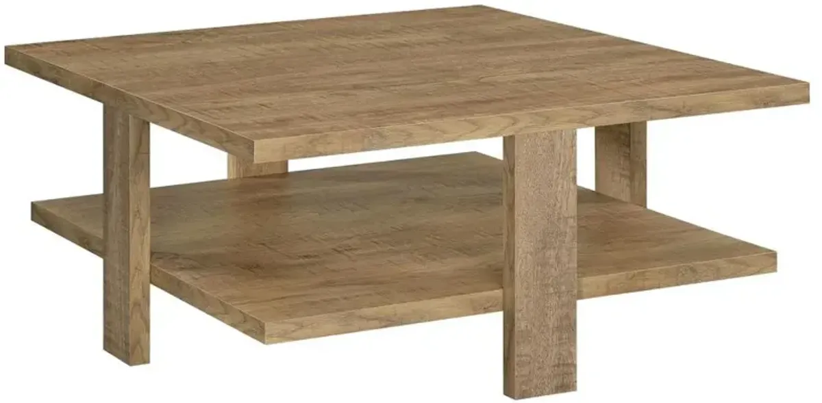 Coaster Dawn Square Engineered Wood Coffee Table With Shelf Mango