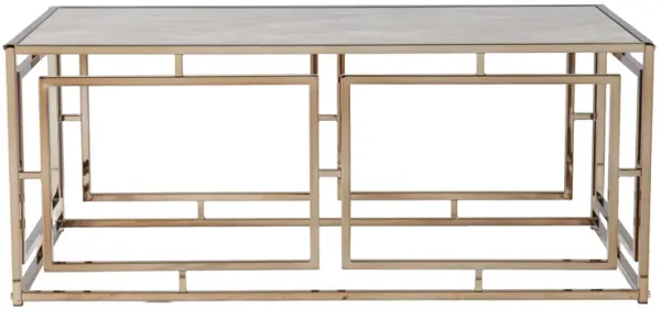 Hivvago 44 Inch  Champagne Glass And Metal Rectangular Coffee Table