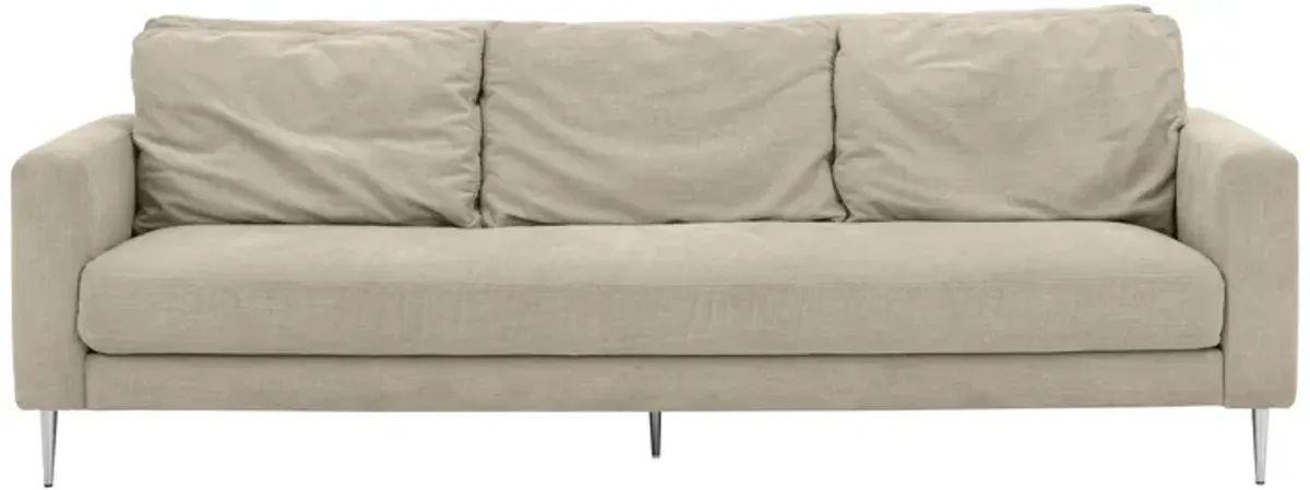 Vari Beige Textured Velvet Lounge Sofa