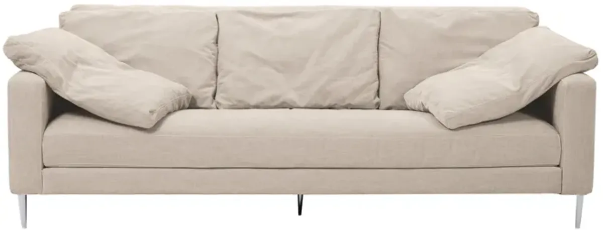 Vari Beige Textured Velvet Lounge Sofa