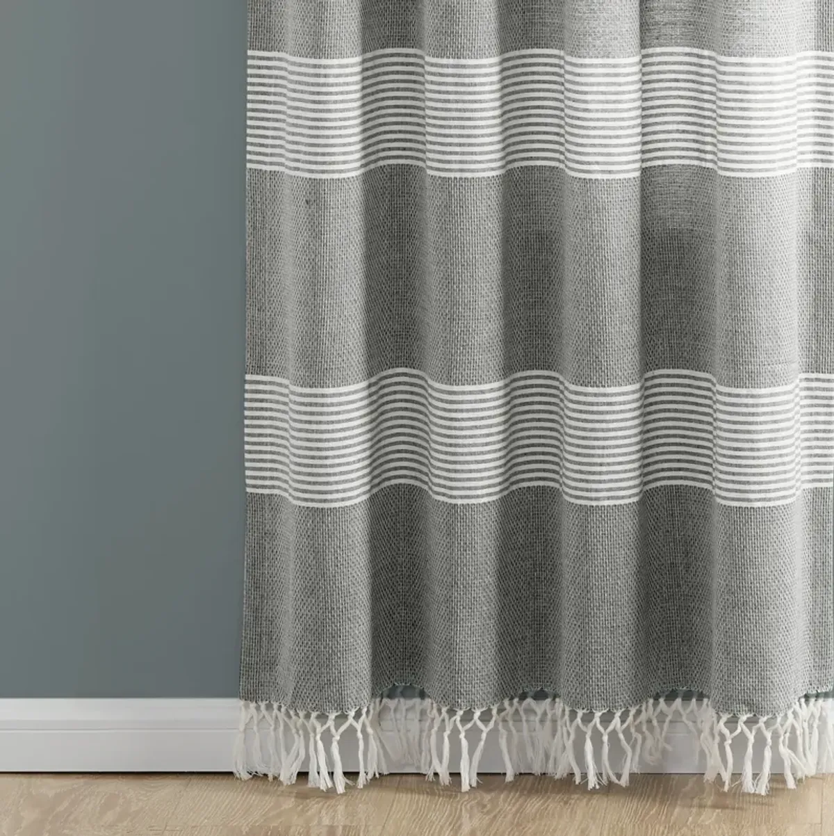 Tucker Stripe Yarn Dyed Cotton Knotted Tassel Window Curtain Panels