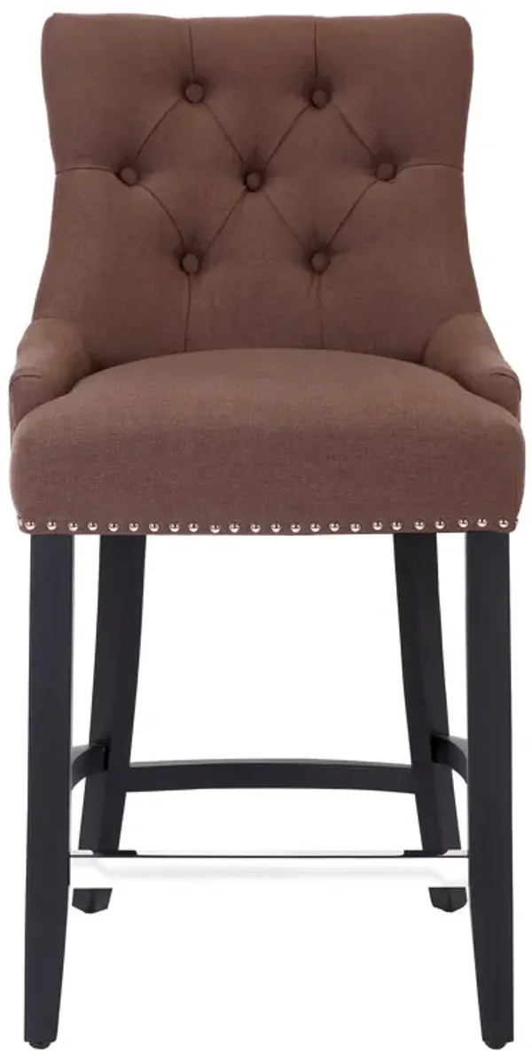 WestinTrends 24" Linen Fabric Tufted Upholstered Counter Stool