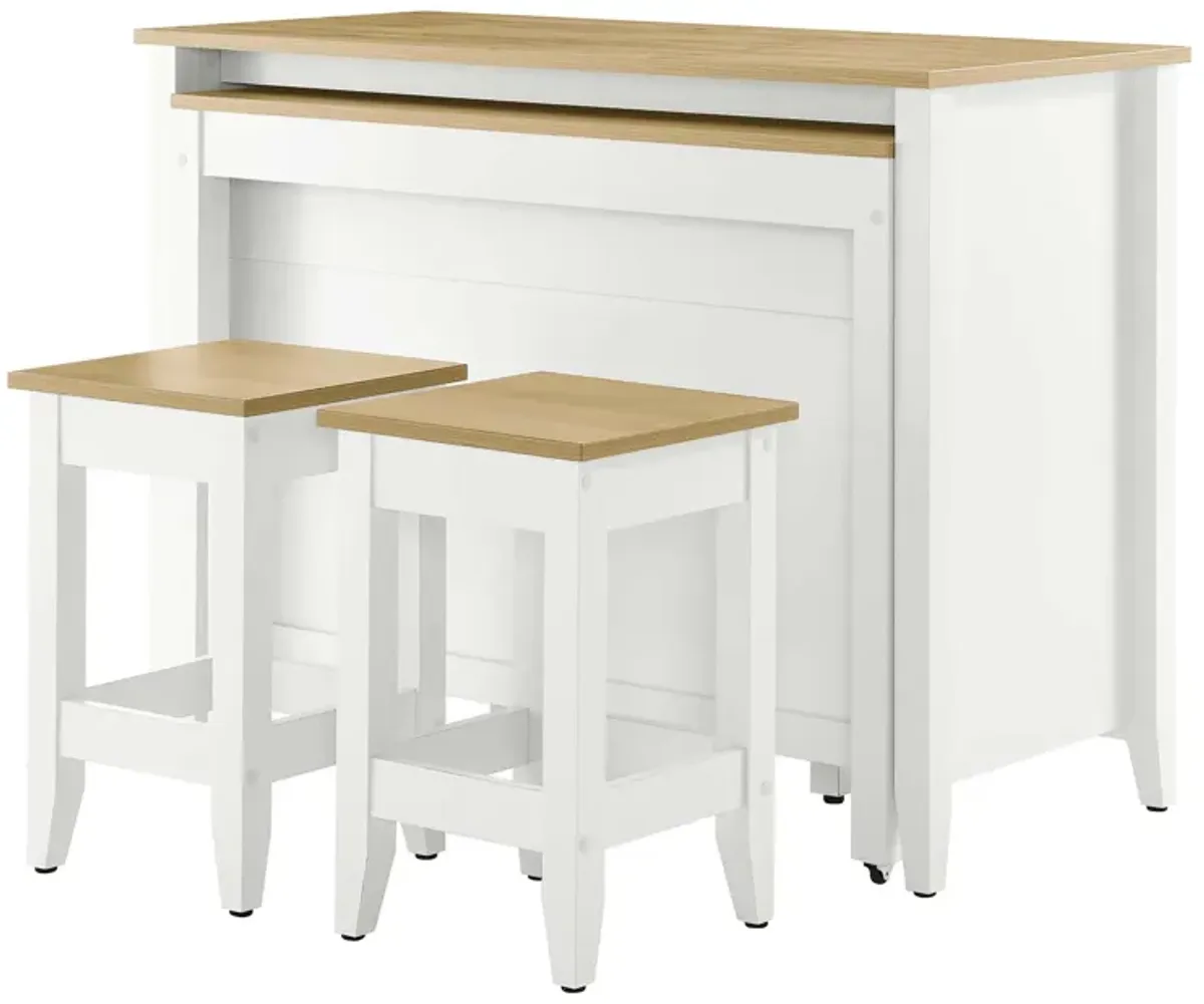 Farmstead 3-Piece Kitchen Island and Stool Set