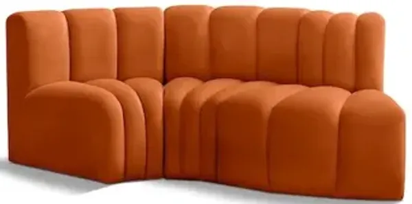 Meridian Furniture Arc Cognac Velvet Modular Sofa
