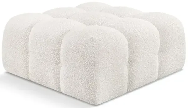 Meridian Furniture Ames Cream Boucle Fabric Ottoman