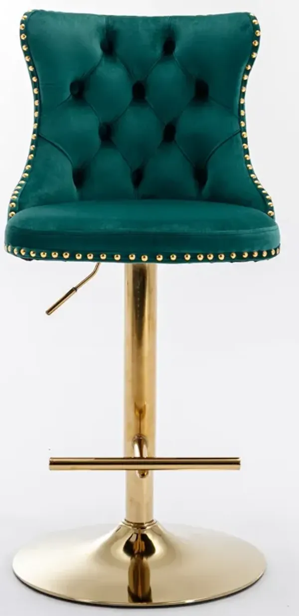 Streamdale Adjustable Swivel Velvet Bar Stools Set of 2