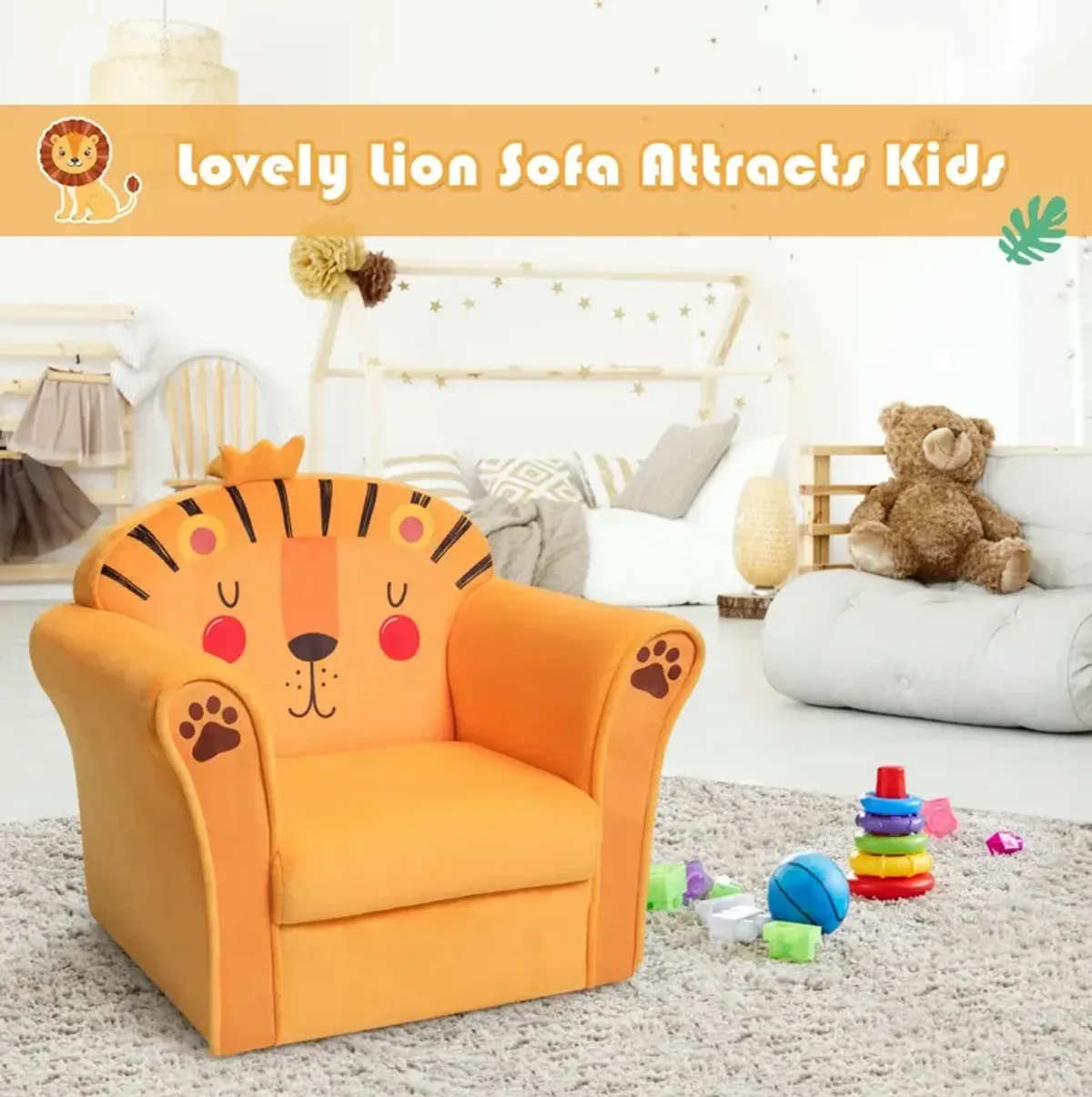 Kids Armrest Upholstered Couch