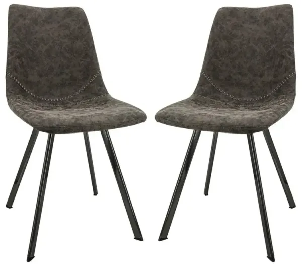 LeisureMod Markley Modern Leather Dining Chair With Metal Legs Set of 2