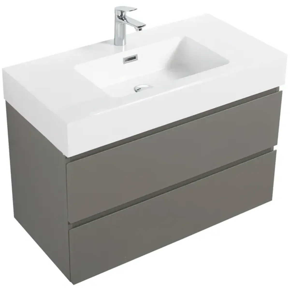 36" Gray Bathroom Vanity with Sink & Storage