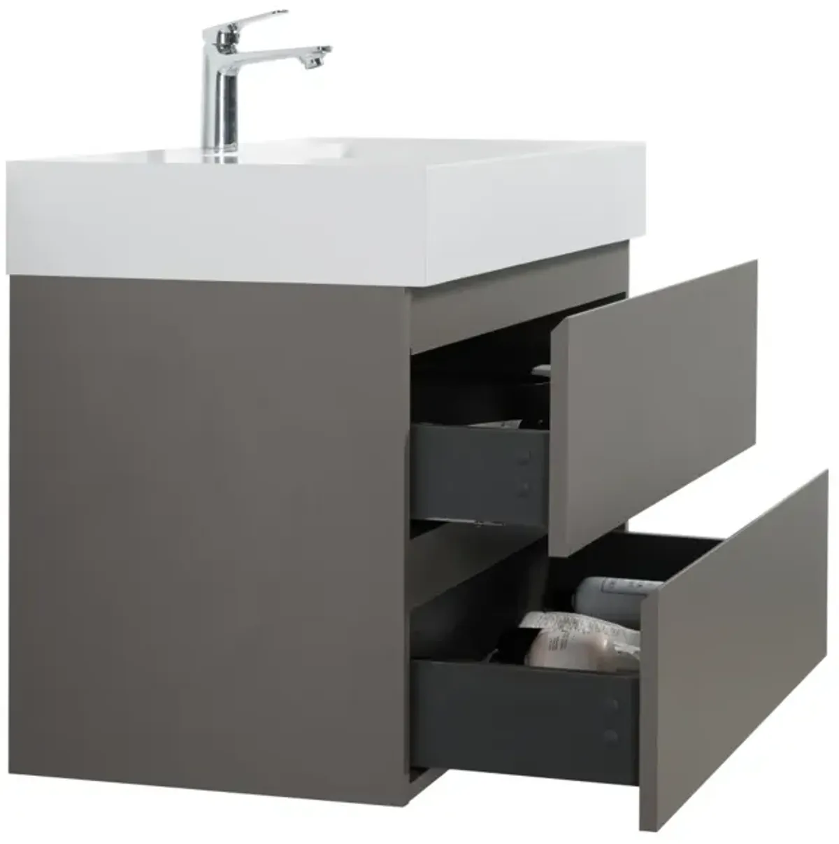 36" Gray Bathroom Vanity with Sink & Storage