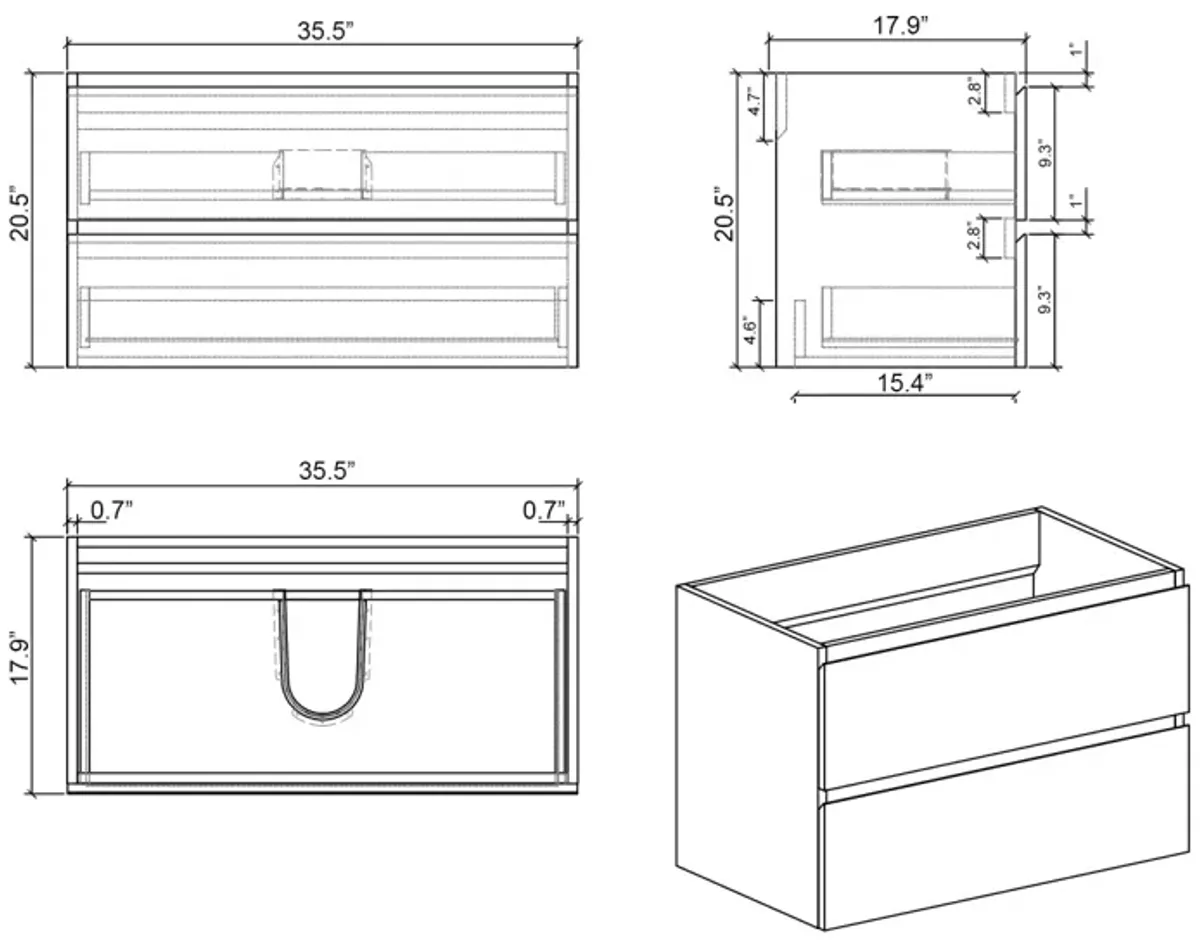 36" Gray Bathroom Vanity with Sink & Storage