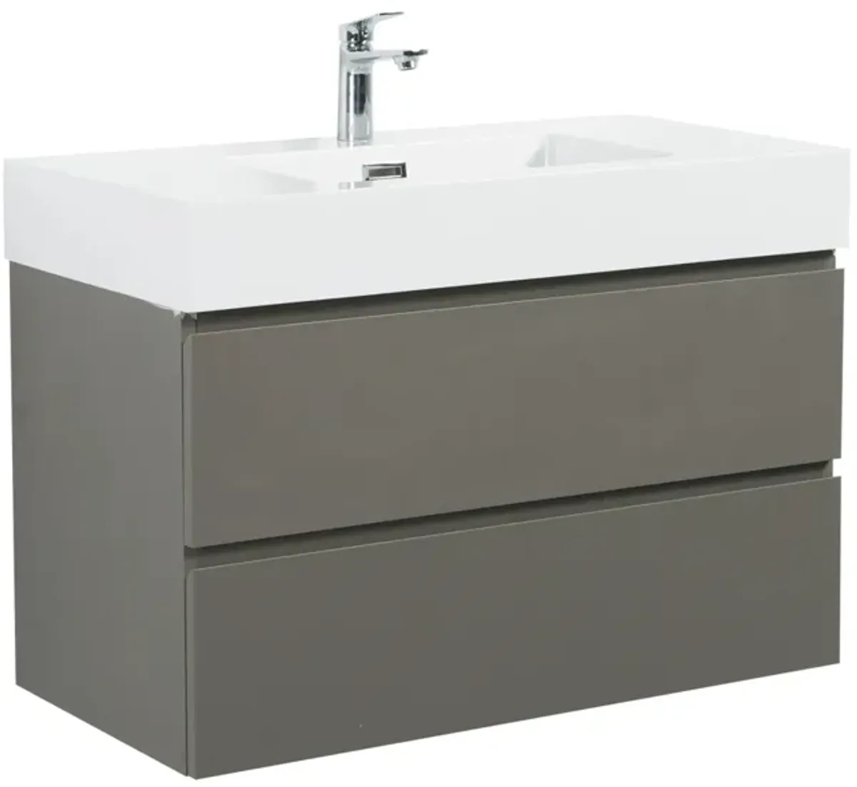 36" Gray Bathroom Vanity with Sink & Storage