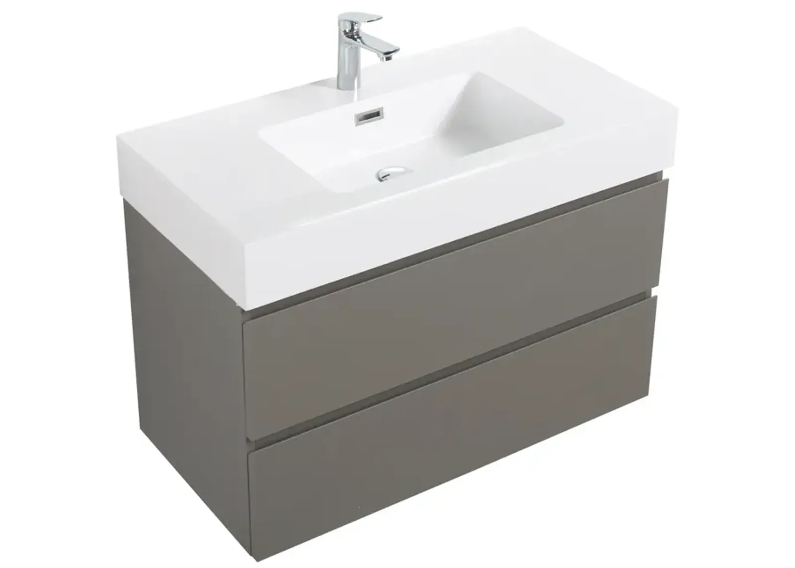 36" Gray Bathroom Vanity with Sink & Storage