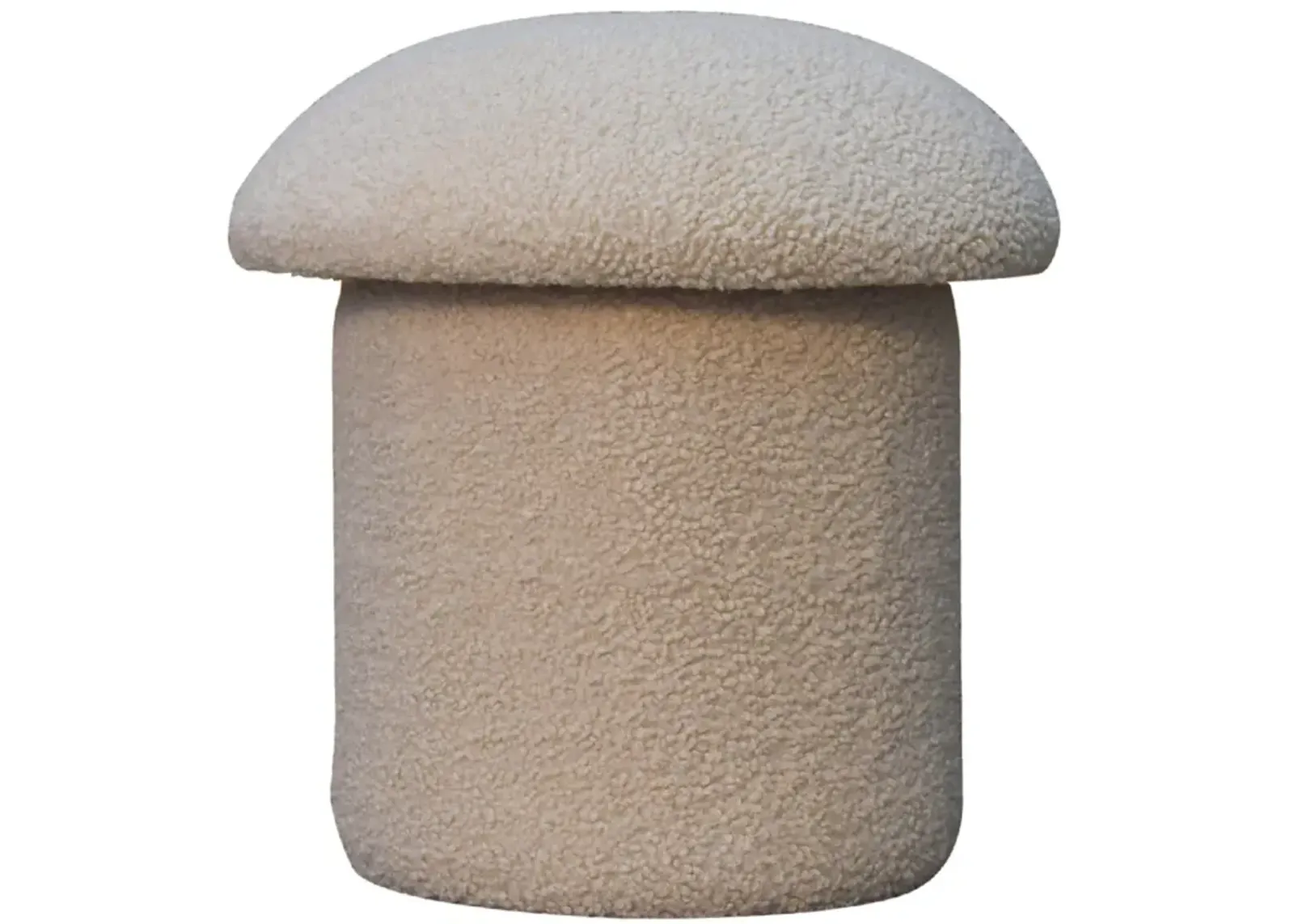 Cream Boucle  Solid Wood Upholestry Mushroom Footstool