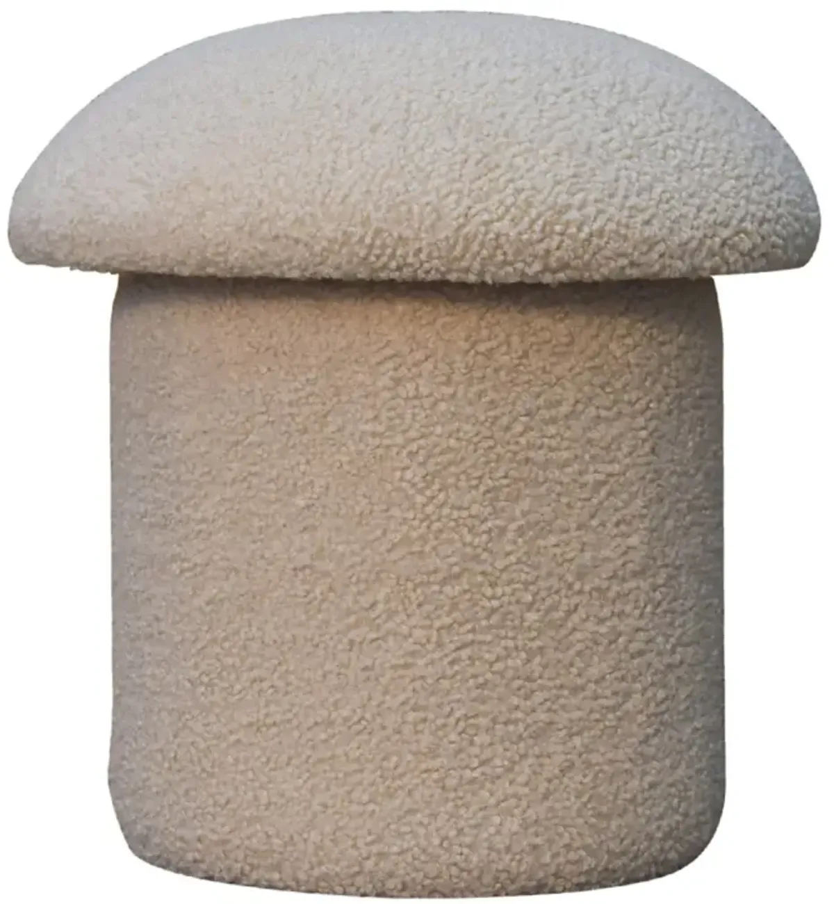 Cream Boucle  Solid Wood Upholestry Mushroom Footstool