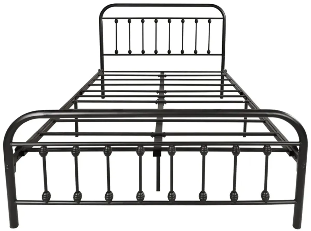 Full Metal Platform Bed Frame With Headboard Strong Slat Support No Box Spring Needed