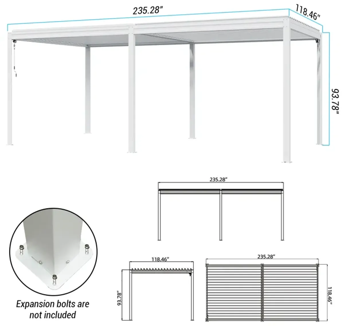 MONDAWE Outdoor Louvered Pergola 10X20FT, Aluminum Pergola with Adjustable Roof and
Efficient Drainage System