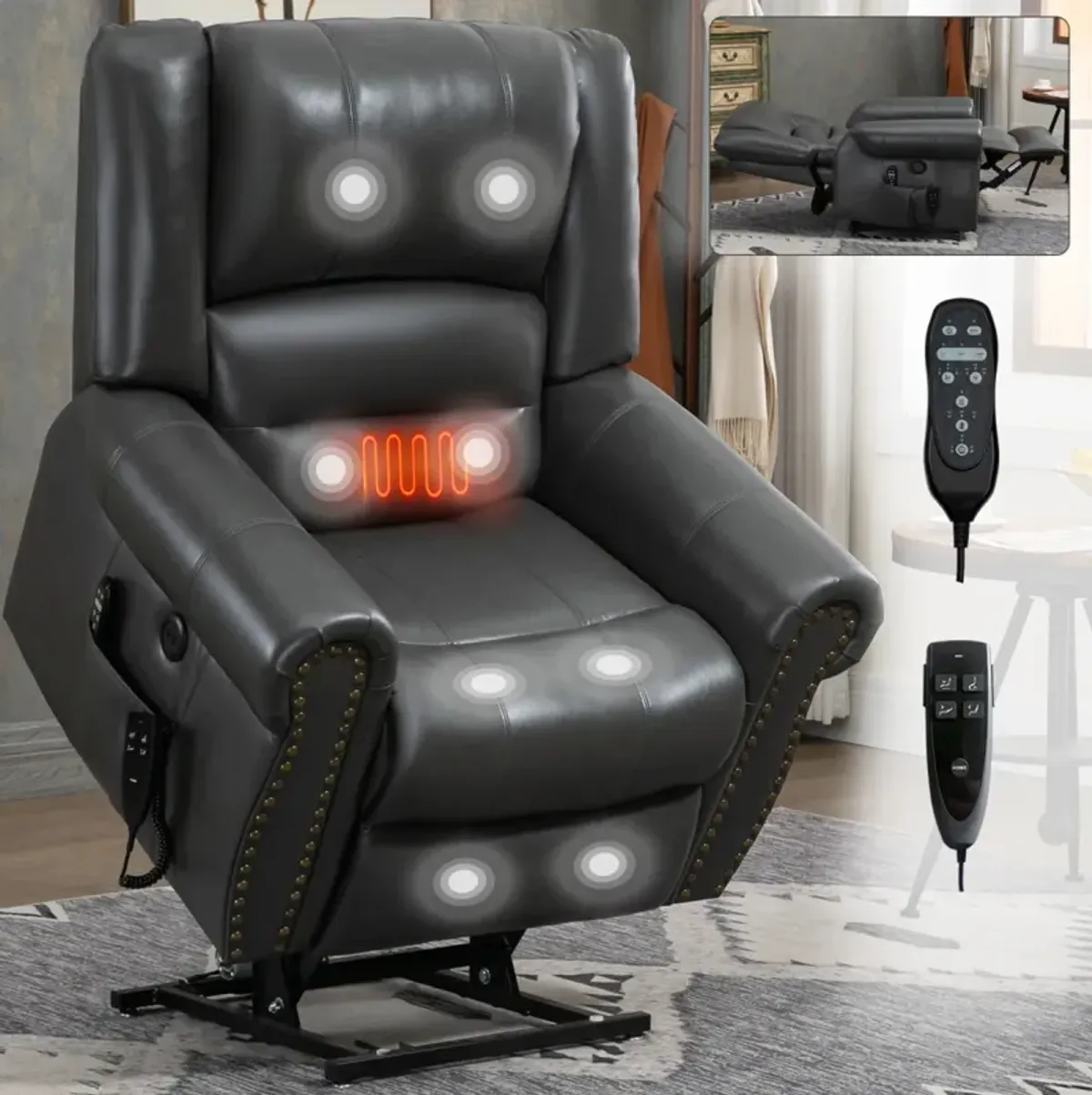 Dual Motor Power Lift Recliner Chair with Heat Massage