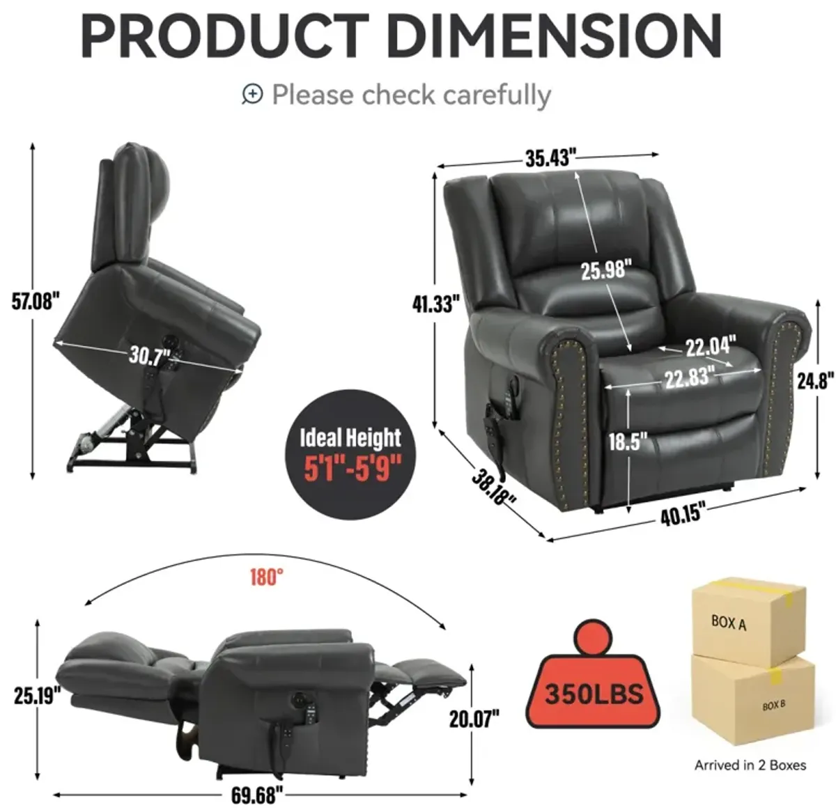 Dual Motor Power Lift Recliner Chair with Heat Massage