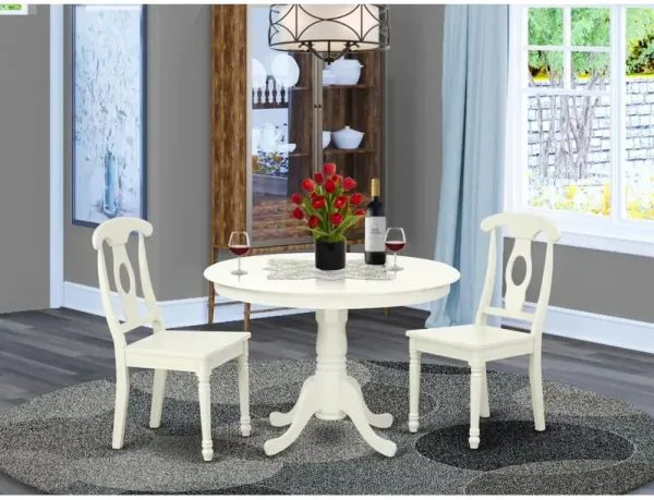 East West Furniture Dining Room Set Linen White, HLKE3-LWH-W
