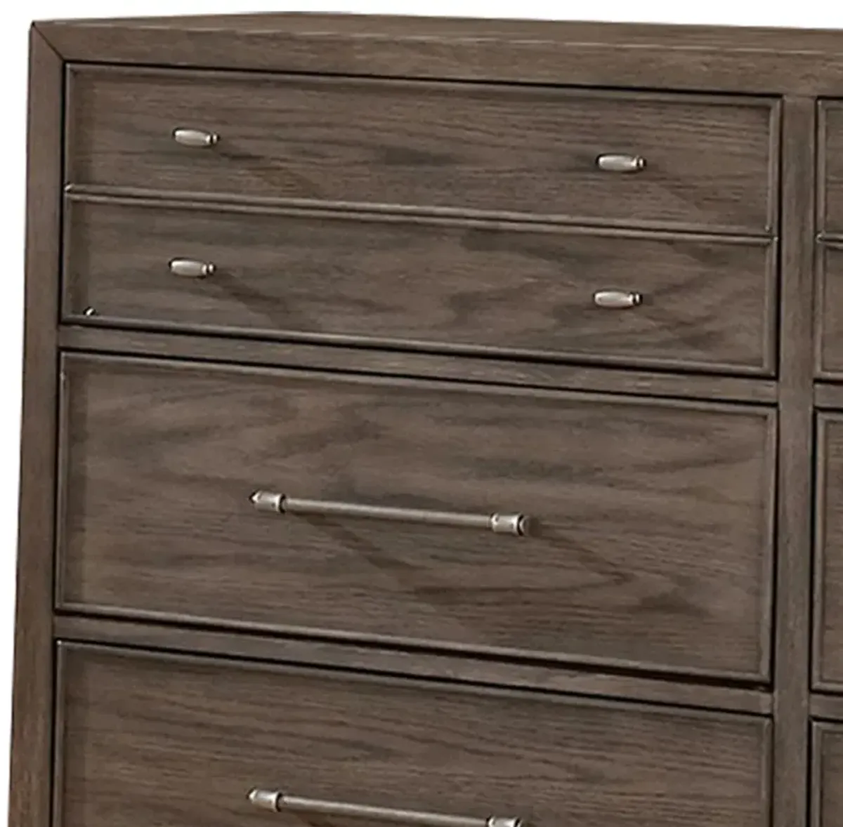 Benjara 57 Inch Wide Dresser Chest, 8 Drawers, Solid Wood in a Warm Gray Finish