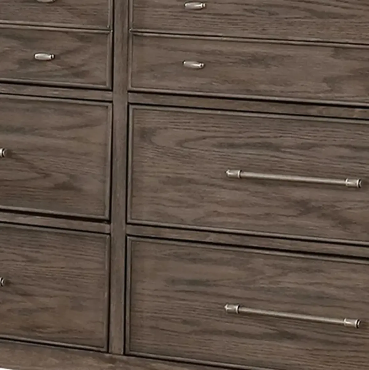 Benjara 57 Inch Wide Dresser Chest, 8 Drawers, Solid Wood in a Warm Gray Finish