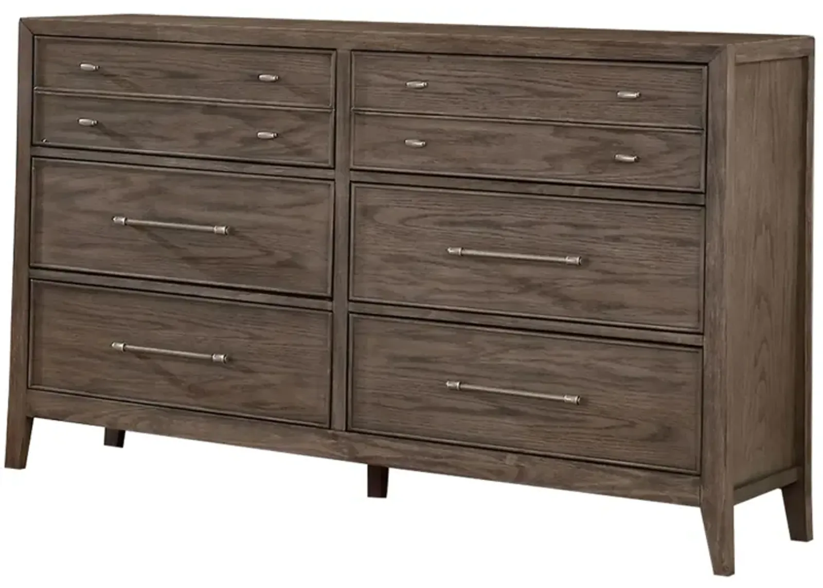 Benjara 57 Inch Wide Dresser Chest, 8 Drawers, Solid Wood in a Warm Gray Finish