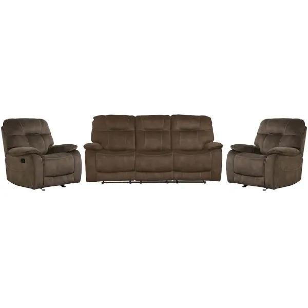 Parker Living Shadow Brown Manual Glider Reclining Sofa and Two Recliners