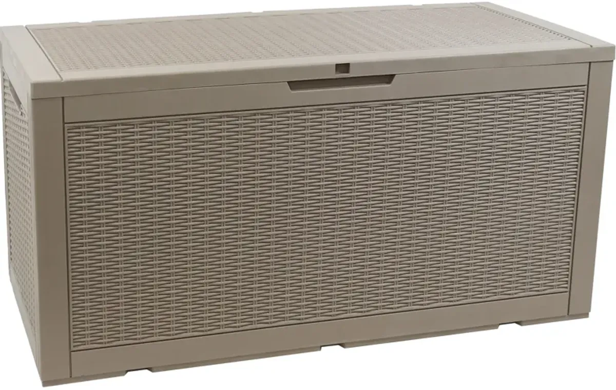 Sunnydaze 100 gal Faux Rattan Patio Storage Box with Handles