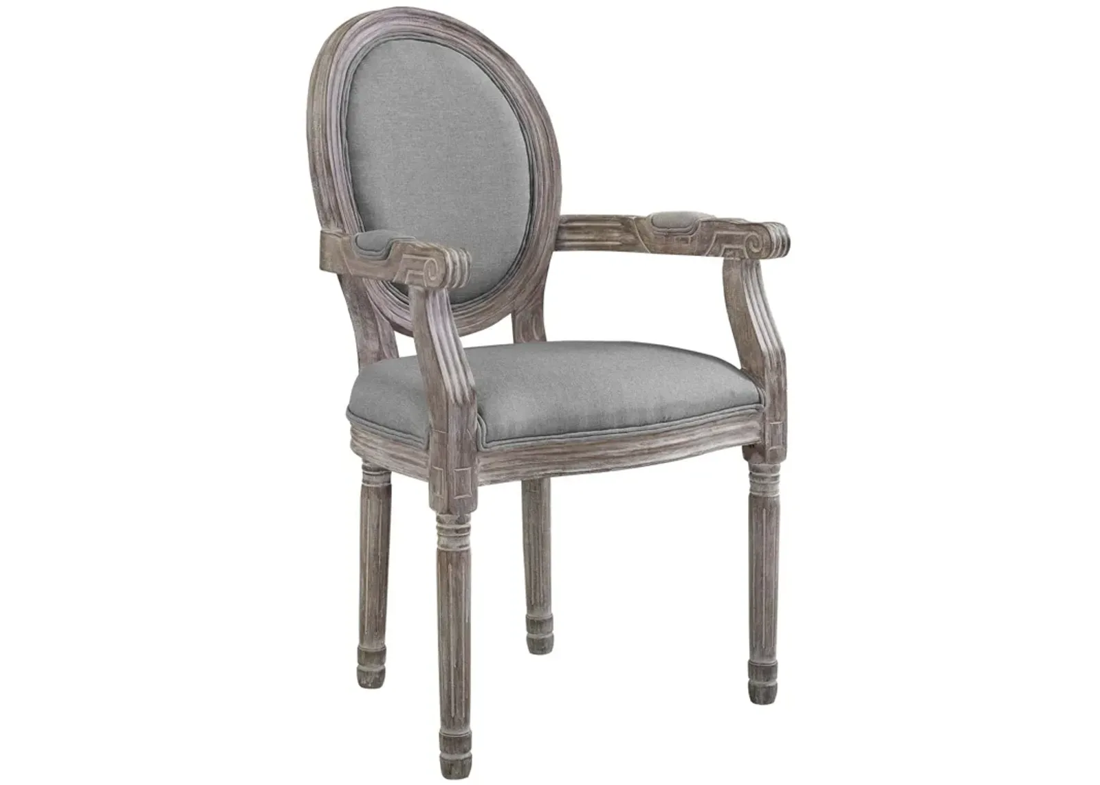 Modway Emanate French Vintage Upholstered Fabric Dining Armchair in Light Gray