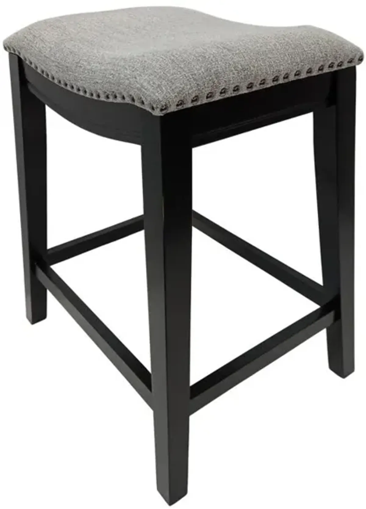 Carolina Living 25 Saddle Counter Stool - Set of 2 - Antique Black - Grey Chenille Upholstery